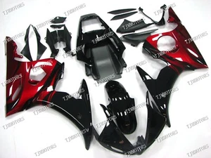 Fit for 2003 2004 YZF R6 Black Red ABS Injection Mold Bodywork Fairing Panel Kit - Picture 1 of 9