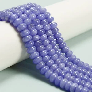 Tanzanite Color Dyed Jade Smooth Rondelle Beads Size 5x8mm 15.5'' Strand - Picture 1 of 2
