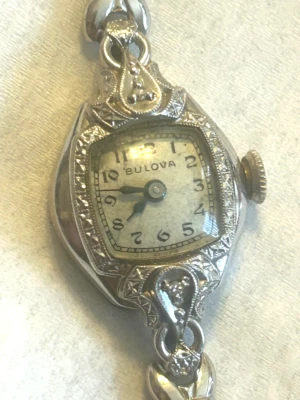 Vintage! Working Bulova 1950s 10K GF Art Deco Watch with Diamonds #3760624 - Image 1 of 4