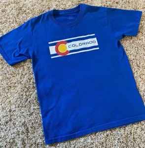Colorado Flag Logo - Graphic T-Shirt, Short Sleeve, Royal Blue, Sz: Youth Large - Picture 1 of 3