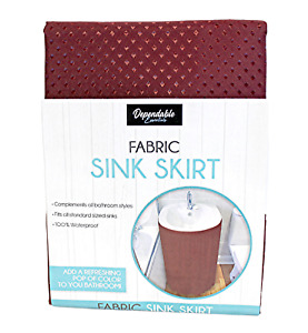 Bathroom Sink Skirt Diamond Stitch Fabric Utility Sink Waterproof Burgundy