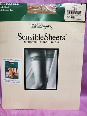 Medias de gala cortas bronceadas Worthington sensibles transparentes elásticas hasta el muslo tostadas de colección como nuevas Foto 1 de 4