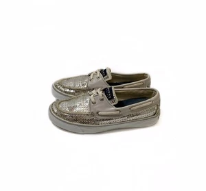 Sperry 6 Silver Sequin Deck Shoes Boat Loafer - Picture 1 of 5