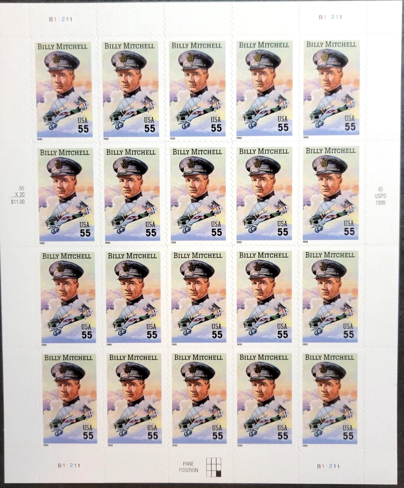 Scott #3330 Billy Mitchell Sheet of 20 Stamps - MNH - Image 1 of 1
