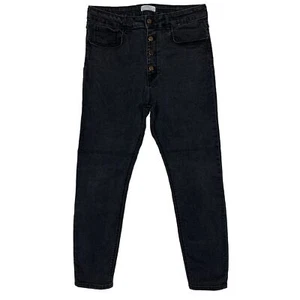 Zara Women's High Rise Ankle Jeans Size 12 Black Premium Denim Collection - Picture 1 of 12