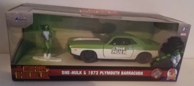 Marvel SHE-HULK & 1973 PLYMOUTH BARRACUDA (Jada, 2023) Item #34273 - Image 1 of 4