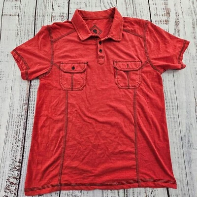 Camisa Polo Rebel & Soul Roja Manga Corta Mezcla de Algodón Bolsillo Para Hombre M Foto 1 de 4