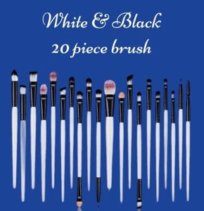 20 Pieces Black & White Makeup Brushes Set gem Eyeshadow Eyebrow Make Up Brushes - Picture 1 of 1