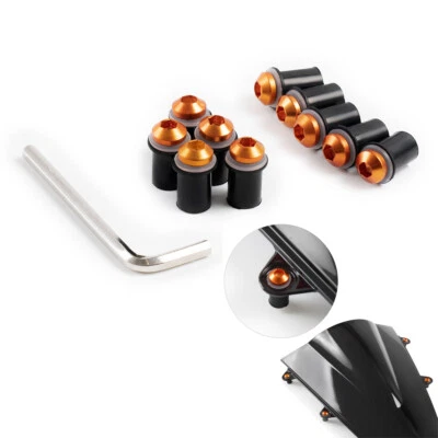 Orange Windscreen Screws fit for Honda Suzuki Kawasaki Yamaha CBR GSXR Ninja YZF - Imagem 1 de 4