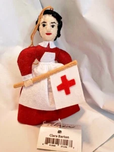 Clara Barton Nurse Red Cross Ornament Figurine Hand Made Wool Felt Silk Road Ba - Picture 1 of 2