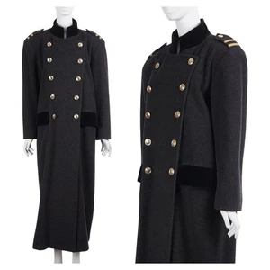 Abrigo mujer CHRISTIAN DIOR vintage años 80 10 gris Loro Piana lana de cordero ribete de terciopelo - Imagen 1 de 15