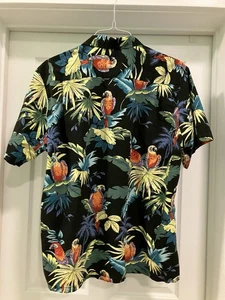Hawaiian Shirt Mens XL Aloha Bird Parrots Palm Tree Made in Hawaii Magnum PI RJC - Picture 1 of 3