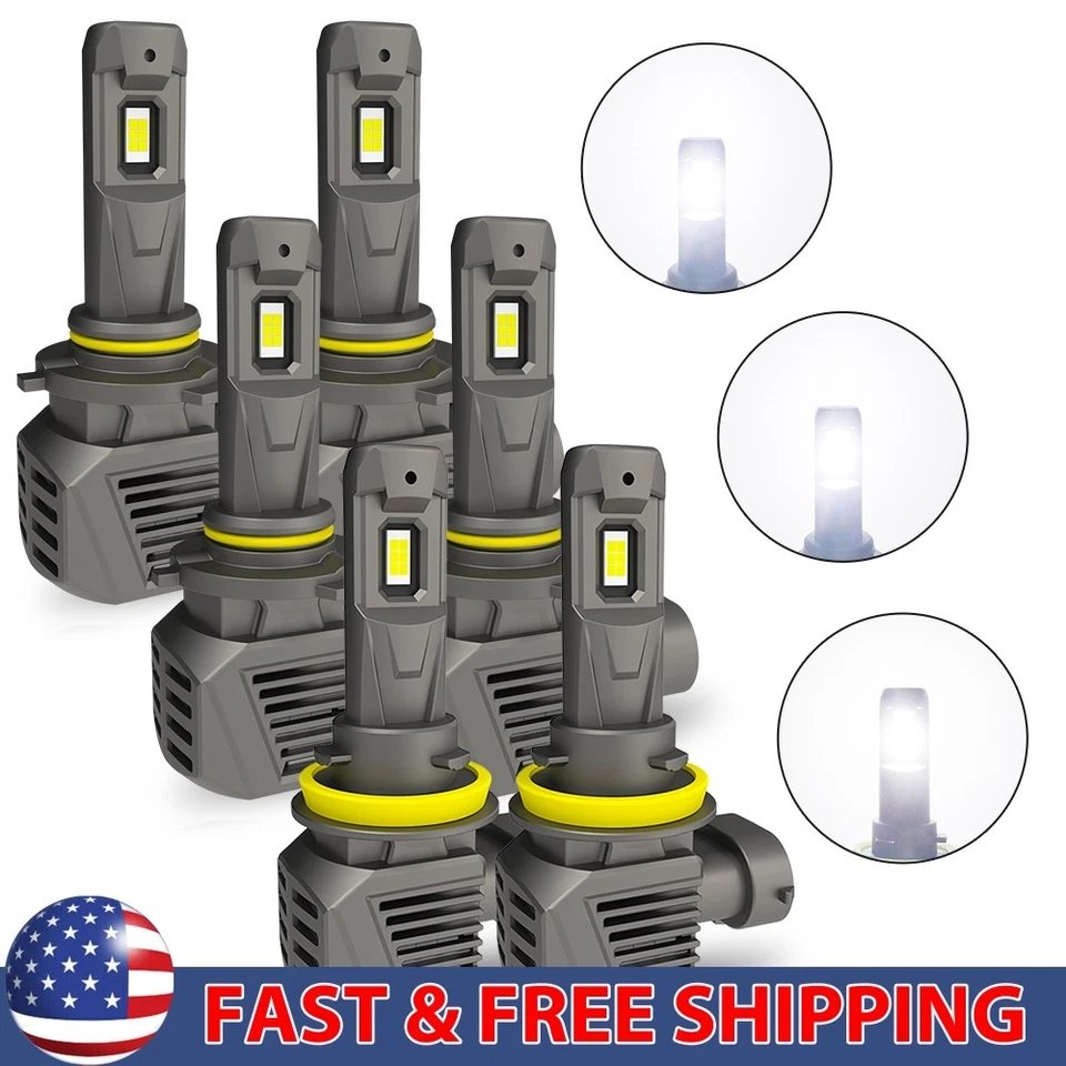 4X HB3/9005+HB4/9006 LED Bulbs 6500k White Adjustable Light Bulbs Super Bright - Image 1 of 4