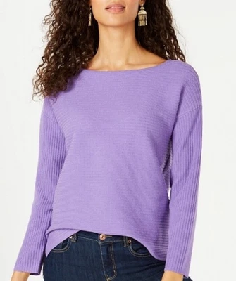 Suéter feminino Style & Co novo com etiquetas lilás com nervuras gola barco tamanho XL (1466) - Imagem 1 de 4