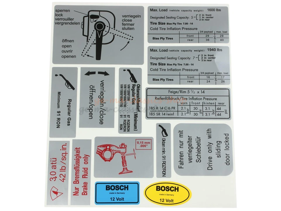 Aufklebersatz Stickersatz komplett für VW Bus T2 14-teilig - Bild 1 von 1