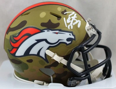 Mini Casco Camuflado Autografiado Peyton Manning Denver Broncos - Fanáticos Auténtico *Blanco Foto 1 de 4