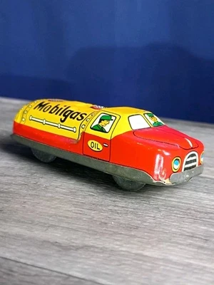 Vintage Tin Friction Mobil Gas Truck Oil Toy - Image 1 of 4
