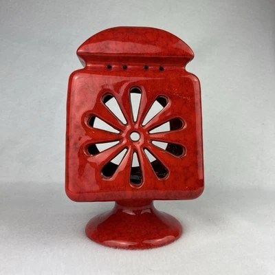 De Colección Años 60 70 MCM Baldelli Rojo Candelabro Linterna Luz de Té Italia Cerámica Mod Foto 1 de 4