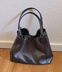Bolso de hombro Coach de cuero granulado metálico Gunmetal mediano - Imagen 1 de 19