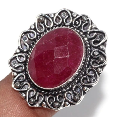 925 Silver Plated Simulated Ruby Jewellery Ring Handmade Gemstone Size Us 6 GW - Image 1 of 3