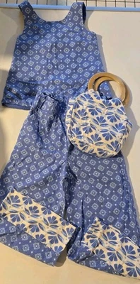 SIGRID OLSEN Artisan Crafted Girls Linen Blend Beach Tank And Pants Set XS 4 - Image 1 of 4