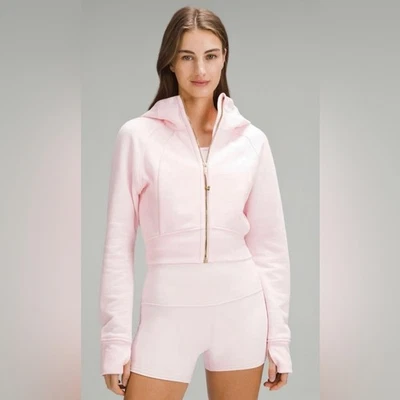 Lululemon Nuevo con Etiquetas Buceo Cremallera Completa Recortada Sudadera con Capucha Chaqueta Fresa Batido Dorado 14 Foto 1 de 4