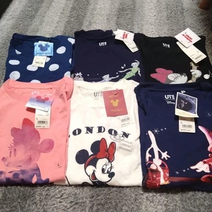 Uniqlo Disney Women's T-Shirt Set 6 pcs New Tags Collection L Used JAPAN - Picture 1 of 7