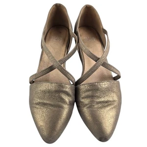 Bomba cruzada Eileen Fisher Poet para mujer talla 7 apilada tacón grueso metálico - Imagen 1 de 9