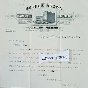 1888 Knoxville Tenn. CUBIERTOS DE HARDWARE MARRÓN BILLHEAD GEORGE Litografía - Imagen 1 de 1