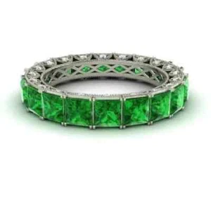 3.75 Ct Princess Natural Emerald Diamond Engagement Ring 14K White Gold Size 8 - Picture 1 of 4