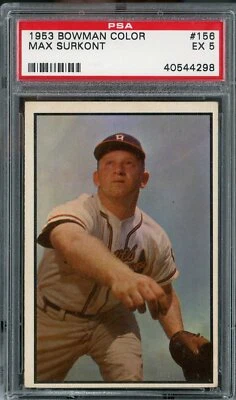 1953 Bowman Color Max Surkont 156 PSA 5 - Image 1 of 2