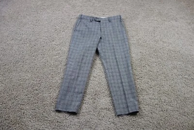 Pantalones Reiss Mujer 30 Gris Pantalones Cuadros Pata de Gallo Recortados Solapa Cónica Botón Foto 1 de 4