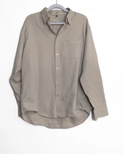 Geoffrey Beene Mens Beige Button-Up Long Sleeve Shirt L 100% Polyester - Picture 1 of 8