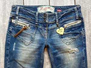 River Island low rise relaxed skinny Jeans Love & Honour Zips rips 10 L W30 L33 - Picture 1 of 6