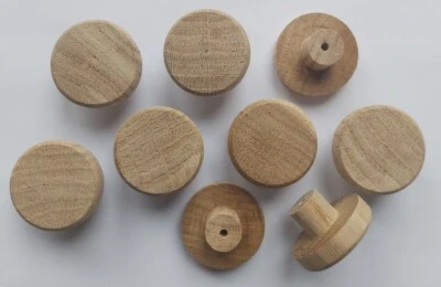 35mm OAK Solid Wood Unfinished Wooden KNOBS handle drawer cupboard furniture NEW - Image 1 of 3