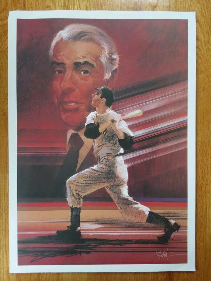 Vintage JOE DIMAGGIO Nº 5 póster litográfico de los Yankees de Nueva York THE STREAK Foto 1 de 1