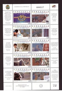 Venezuela 1998 Hoja Democracia MNH Sellos Como Nuevos - Imagen 1 de 1