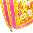Vintage Vera Hand Rolled Pink Gold Floral 100% Silk Square Scarf 25" Japan