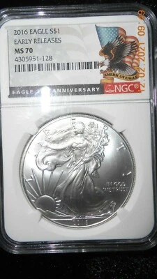 2016 American Silver Eagle MS70 NGC Early Releases  30 Year Anniversary - Image 1 of 4