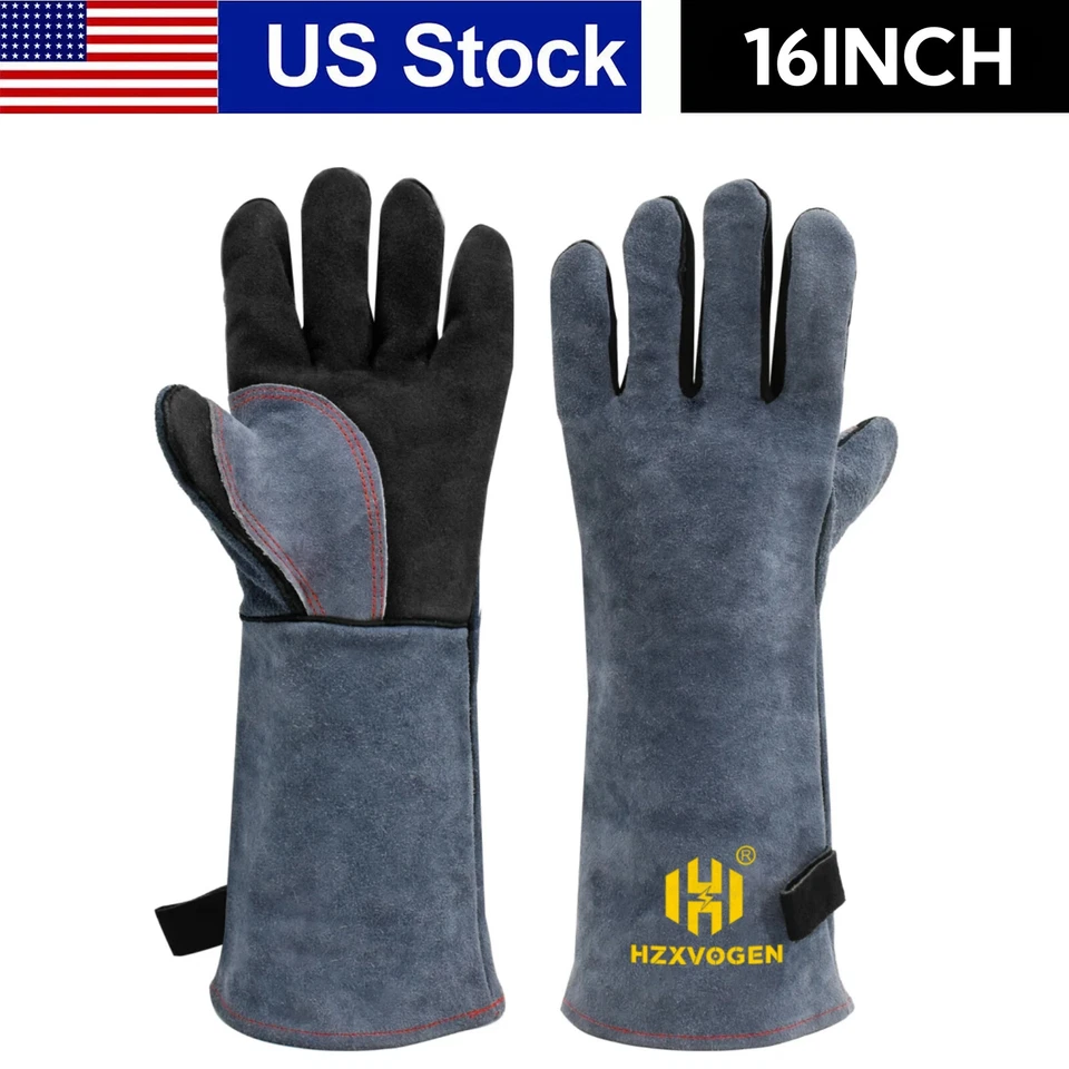 HITBOX HZXVOGEN 16" Welding Gloves with Kevlar Stitching 932℉ Heat Fire Resistant Mitts
