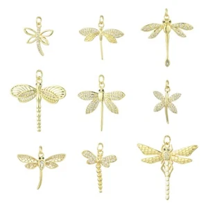 9x Brass Dragonfly Charms Pendant Gold for Earrings Necklace Jewelry Making DIY - Picture 1 of 8