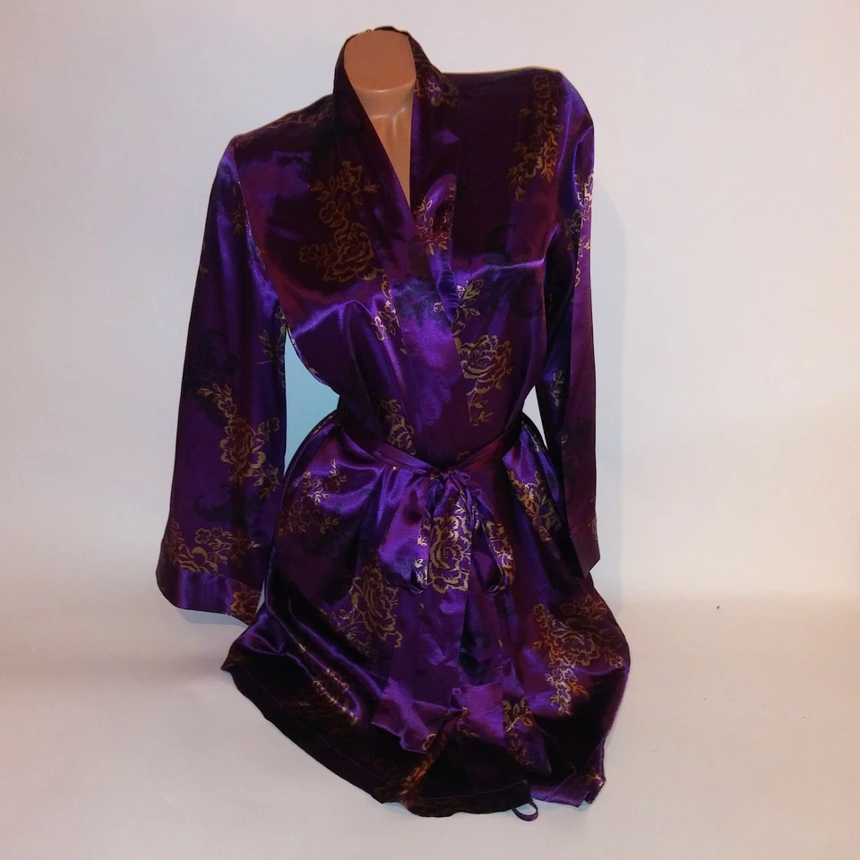 Morgan Taylor Bata Intimates Ropa de Dormir Lencería XS Púrpura Floral Atar Foto 1 de 4