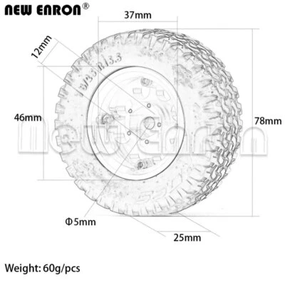 1.55 Beadlock Wheel Rim Tire Set for RC Crawler TF2 CC01 LC70 MST JIMNY AX90069 - Image 1 of 4