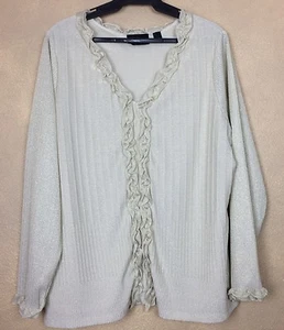 Blusa Avenue Gold Metálico Tejida Top Con Volantes Acanalada Forrada Talla 18/20 - Imagen 1 de 10