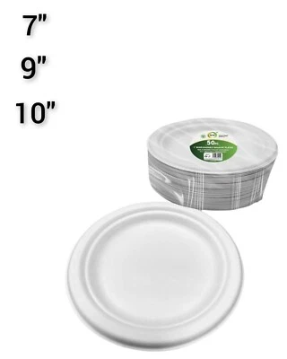 EMERALD MERCHANTS Disposable Plates Compostable & Biodegradable Bagasse Paper Plates For Catering