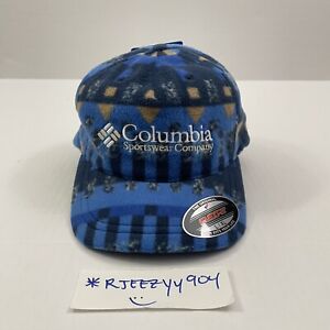 $40 Size L / XL Columbia Fleece Hat Cap Flexfit Curved Bill Brim Blue CU0225-432
