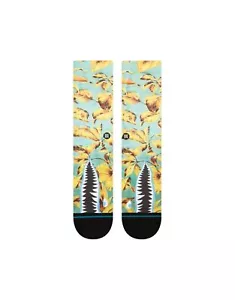 Stance Men's L 9-13 Crew Socks Tropics Warbird Yellow Green Tropical - Picture 1 of 1