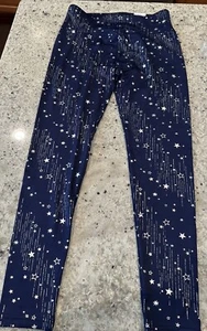 JUSTICE GIRLS PATTERNED FLEECE LINED LEGGING BLUE SHIMER& SHINE SIZE 12 - Picture 1 of 3