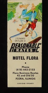 1970s Motel Flora Business Routes 45 and Old 50 Flora IL Clay Co Matchbook - Picture 1 of 2