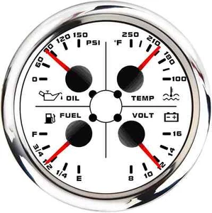4In1 AUTO Gauge Oil Pressure Water Temp Fuel Gauge Voltage 85mm 3 3/8" Multif... - Picture 1 of 2